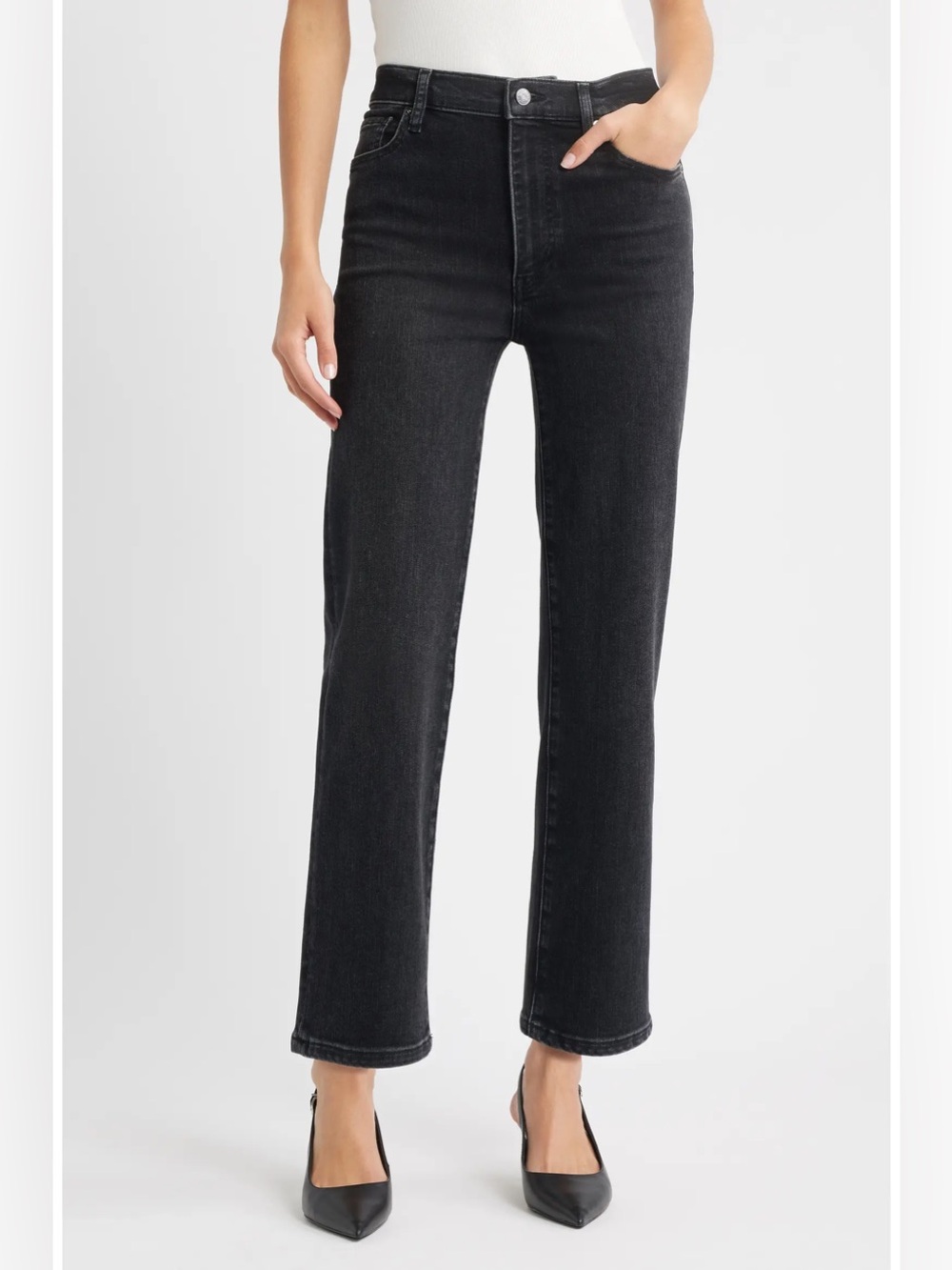 FRAME Pixie Le Sleek Straight Jeans Size 28 $268 Meteor Black NWT